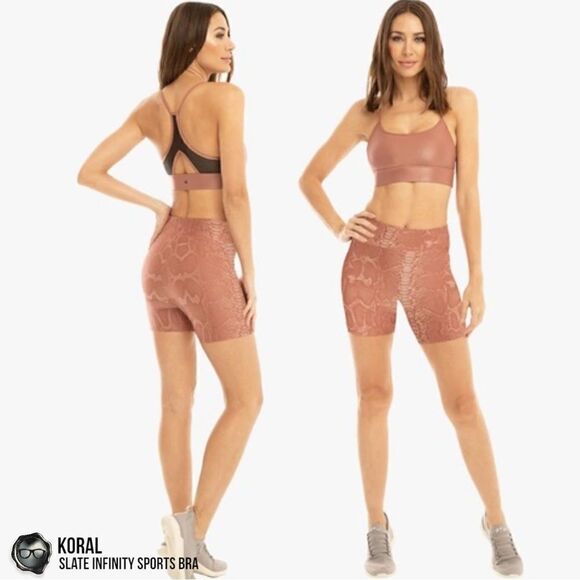 KORAL ACTIVEWEAR SLATE INFINITY LUSTROUS SPORTS BRA IN SAND PINK WOMEN’S SIZE XS - Picture 13 of 15